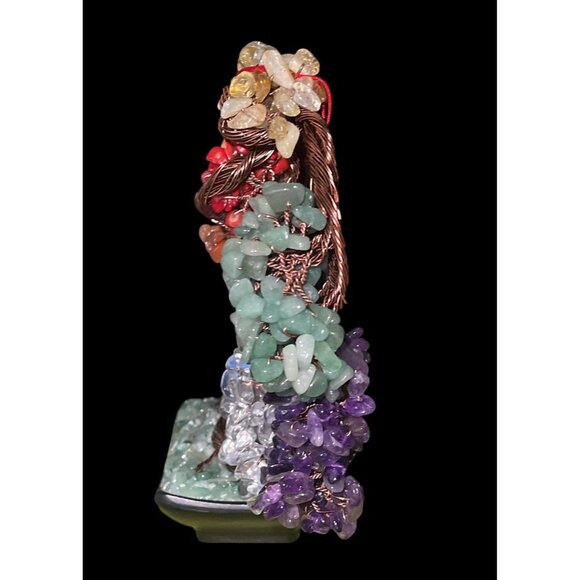 Feng Shui 7 Chakra Crystal Gemstone Bonsai Money Tree on Acopa Base 8" Decor New - Picture 5 of 5